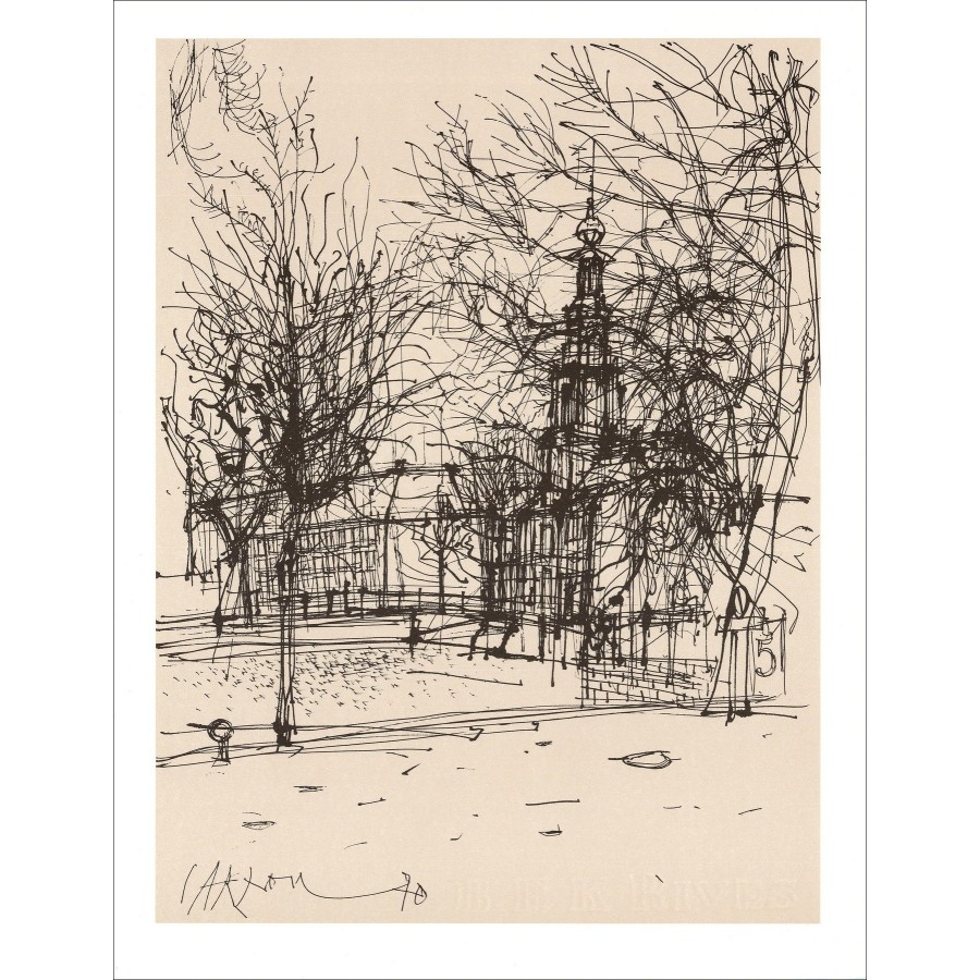 Jean Carzou – The Church behind the trees (1970)