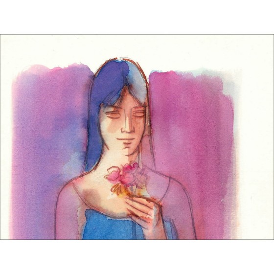 Georges Simonka – Mujer con flores (1975), dibujo