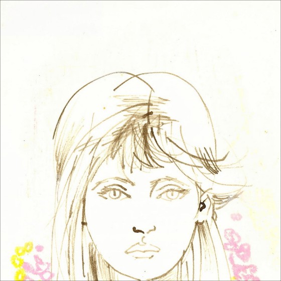 Paul Girol - bloemportret, originele tekening