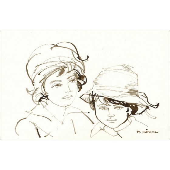Paul Girol – Retratos, dibujo original (13,5 x 21 cm)