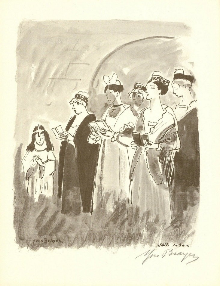"Weihnachten, die Leasingen der Provence" von Yves Brayer 1966 - signierter Druck