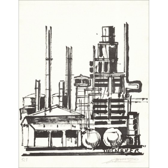 DESNOYER François - Litografia "La fabbrica" 27x21 cm - 1963