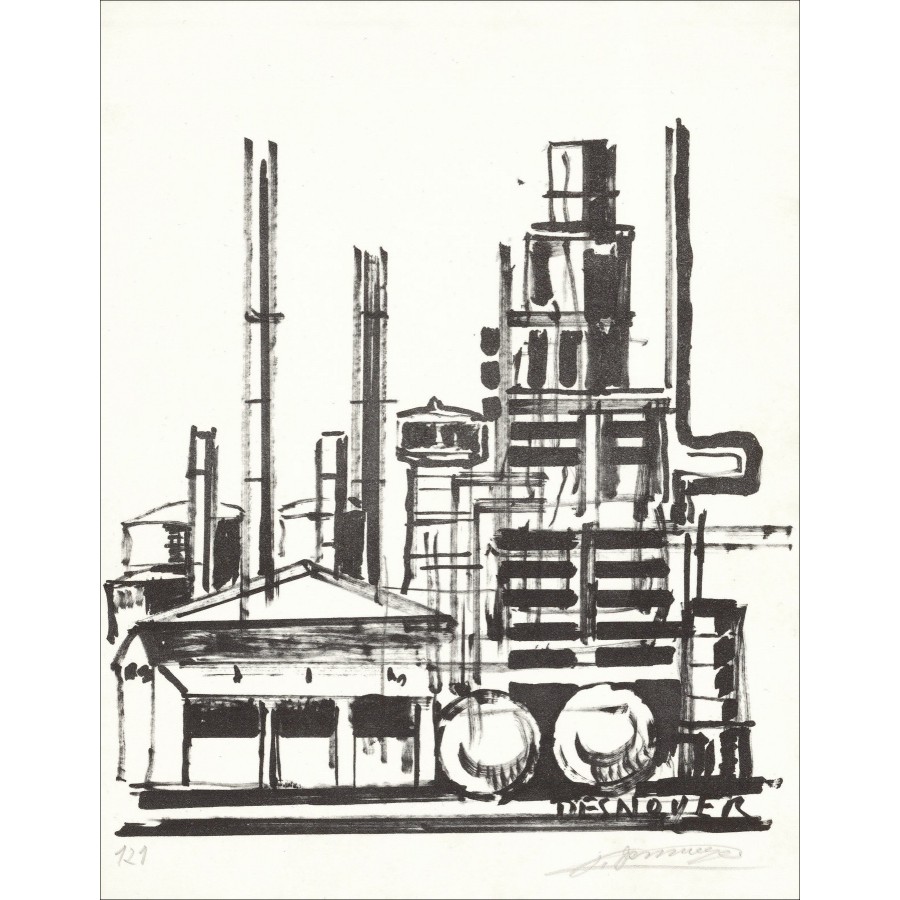 DESNOYER François - Lithohof "De fabriek" 27x21cm - 1963