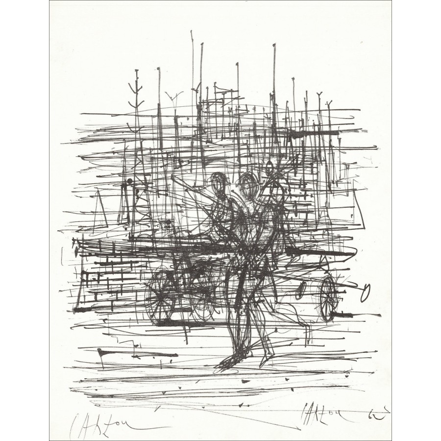 CARZOU Jean - Lithographie "Port Carrier" 27x21cm - 1963