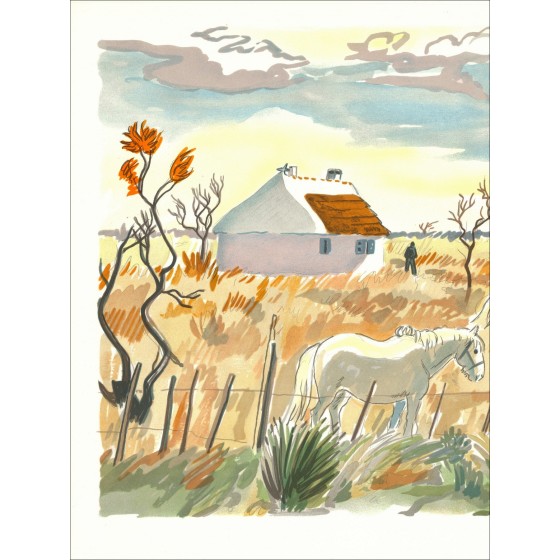 Yves Brayer - Vista de Provenza, Caballos de Camargue