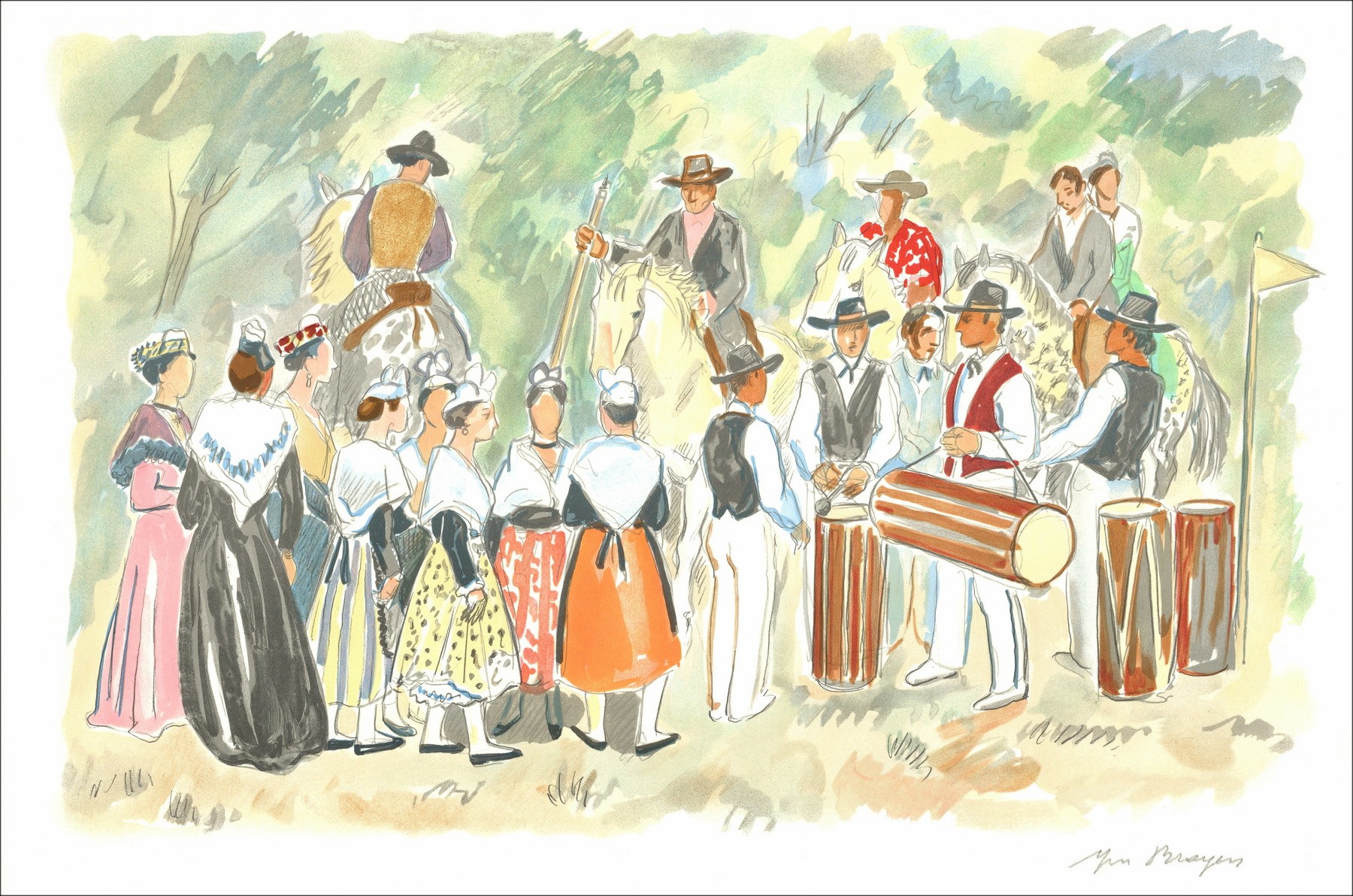 Yves Brayer – Vue de Provence, la fête folklorique