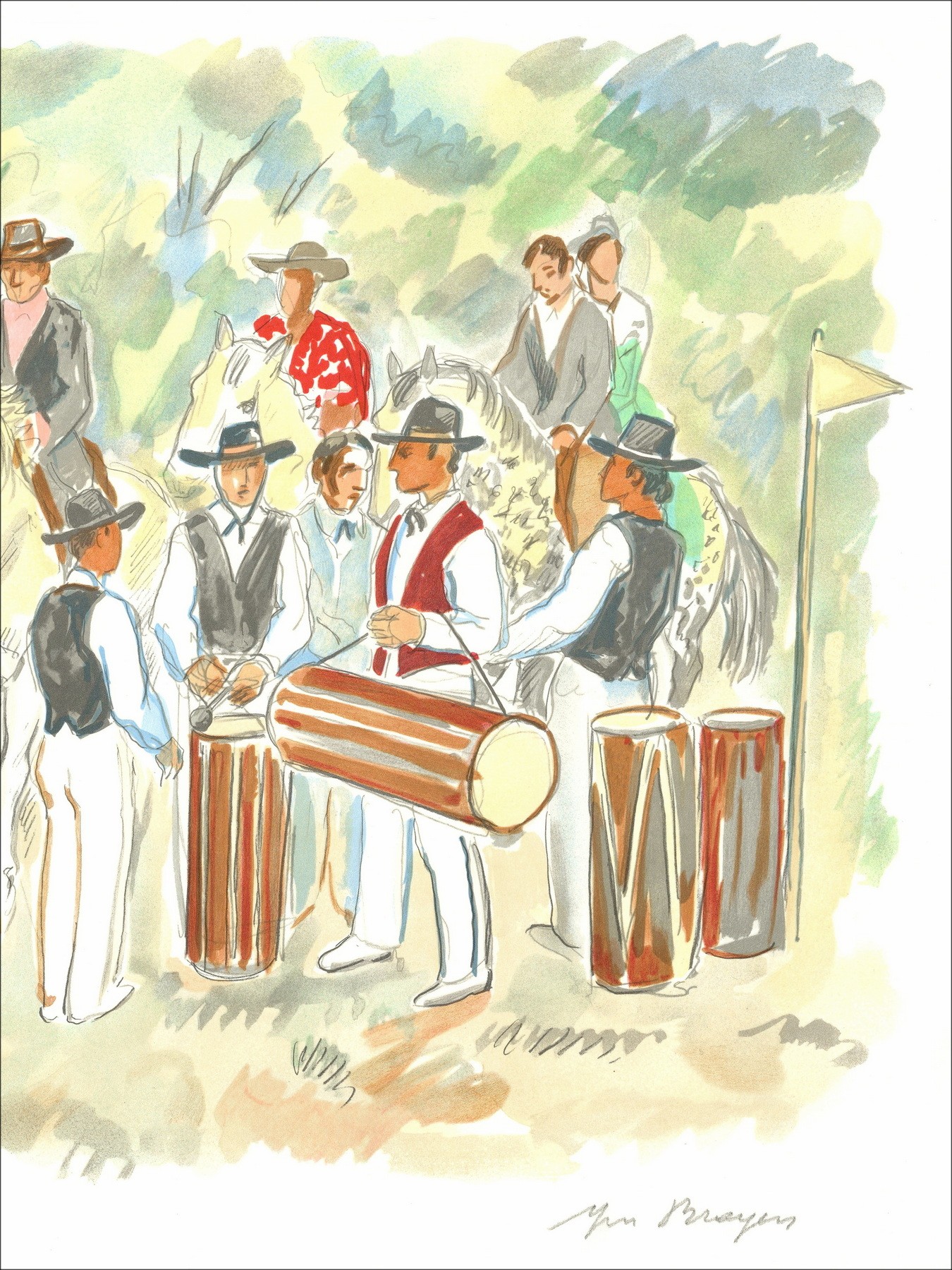 Yves Brayer – Vue de Provence, la fête folklorique