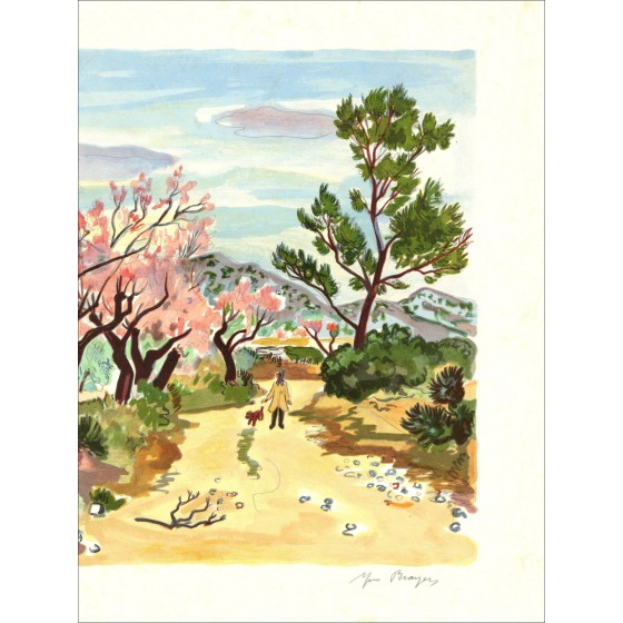 Yves Brayer - Almondiers im Frühjahr (1973), Lithographie