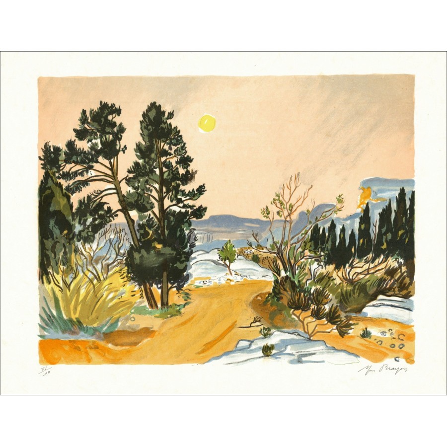 Yves Brayer - Sunset at Les Baux (1973), lithograph