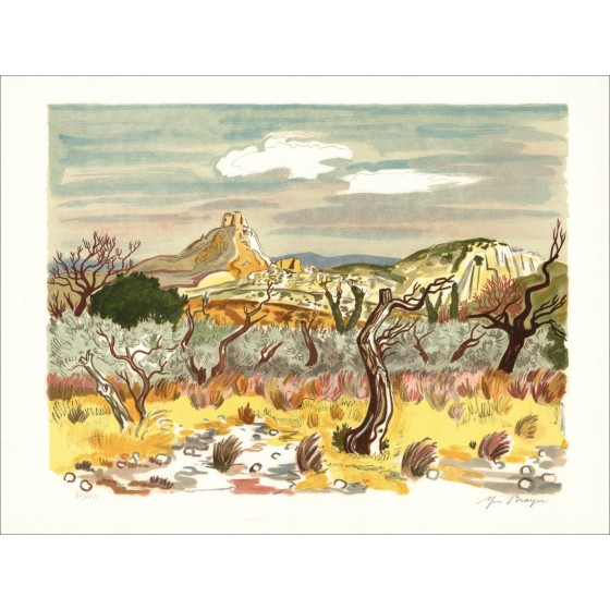 Yves Brayer - Olivenfeld (1973), Lithographie