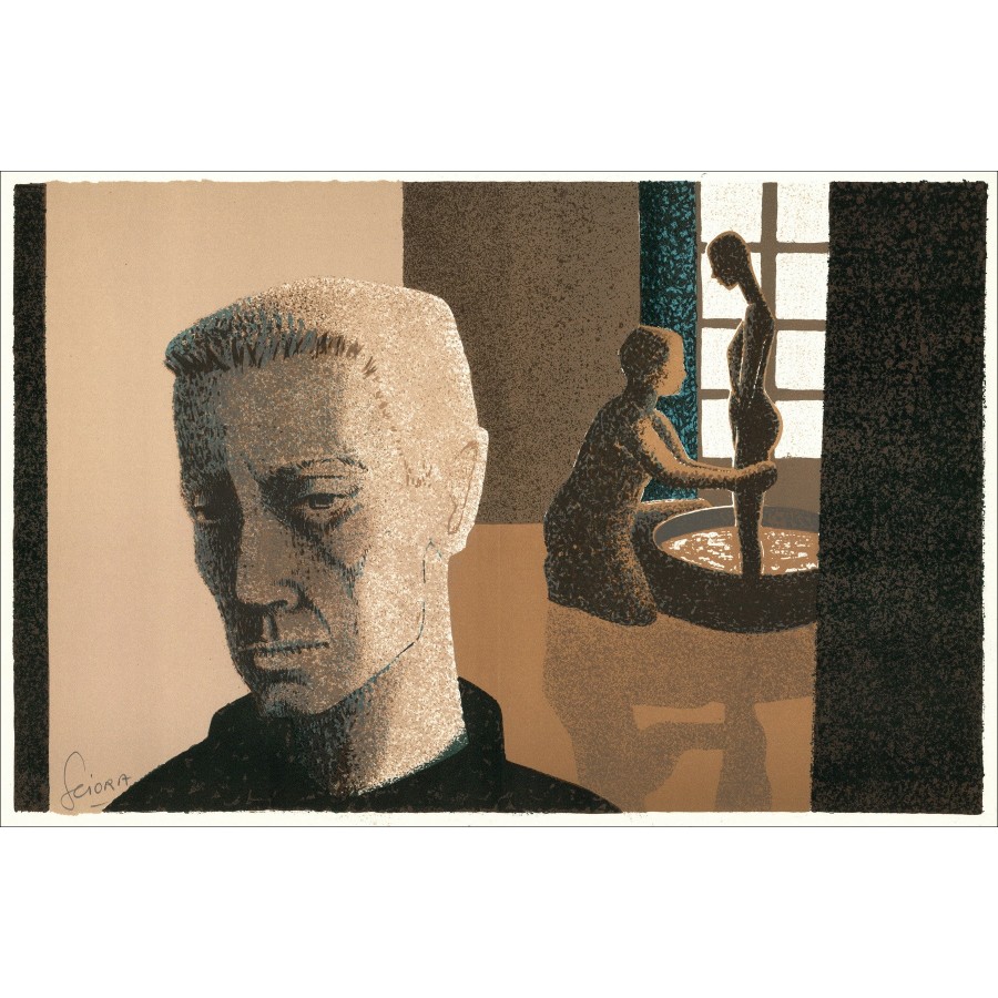 Sciora Daniel - Original-Lithographie "Das Bad" 34x52cm - 1974