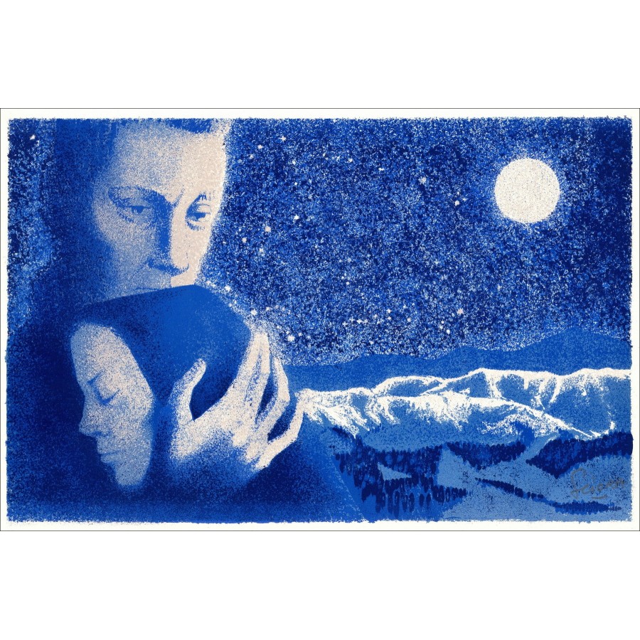 SCIORA Daniel - Litografia originale "La notte" 34x52cm - 1974