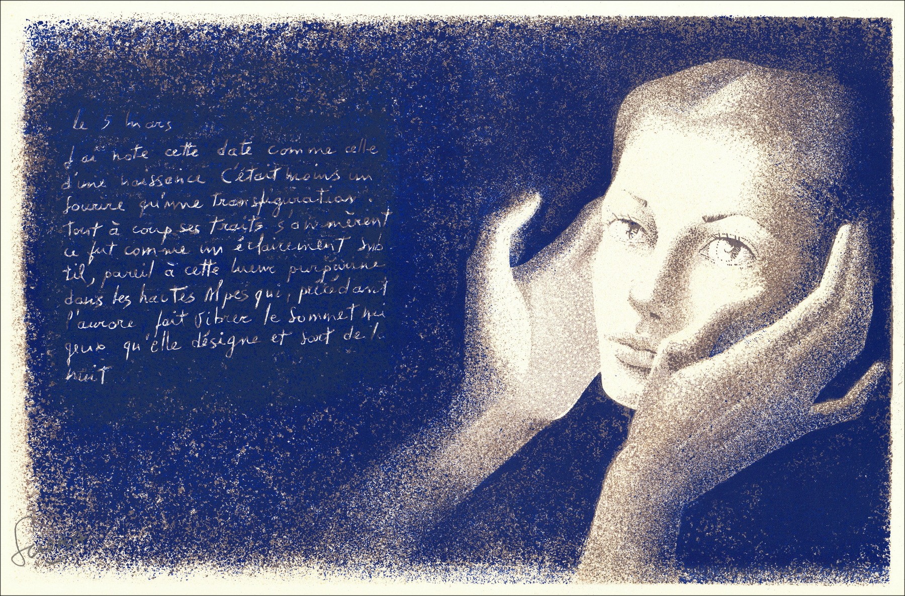 SCIORA Daniel - Litografía original "La sonrisa" 34x52cm - 1974