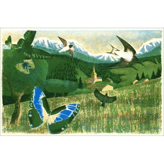 SCIER DANIEL - Originele litho "De vogels" 34x52cm - 1974