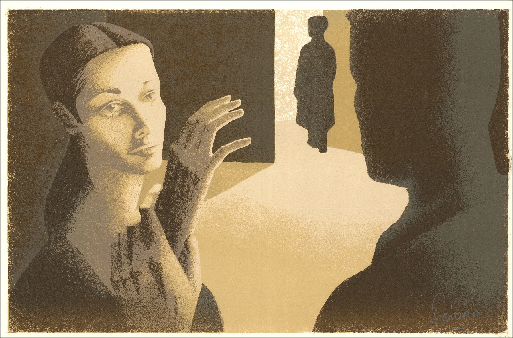 SCIORA Daniel - Litografia originale "Le lacrime" 34x52cm - 1974