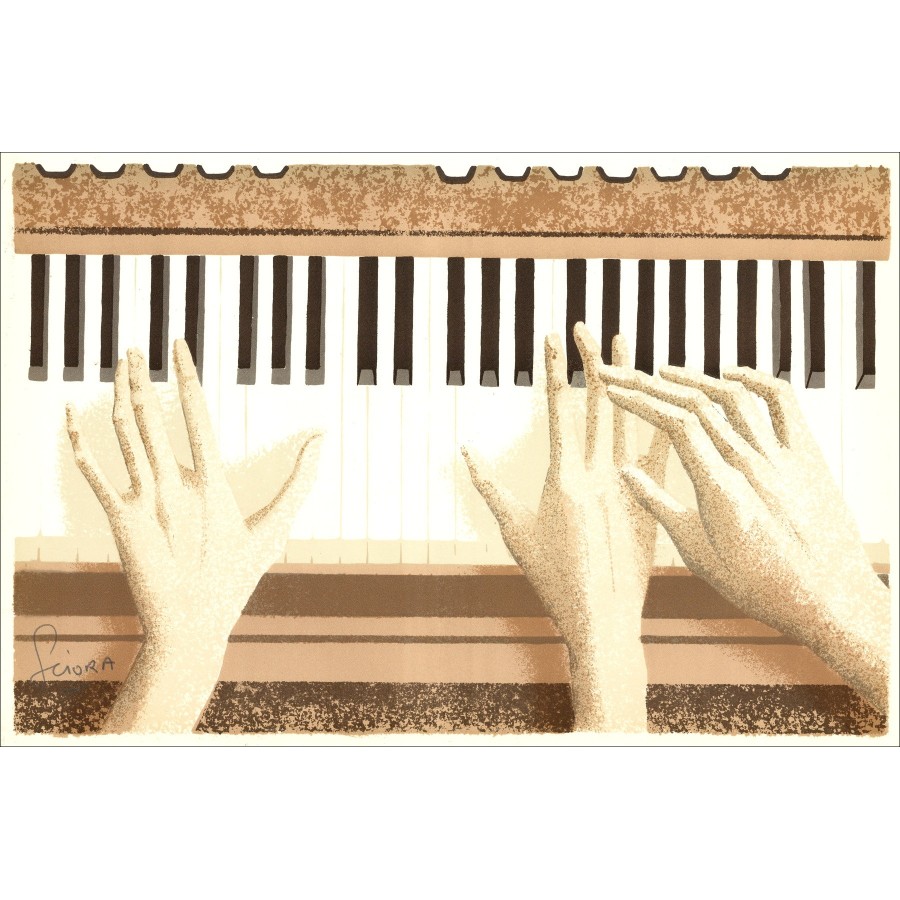 Sciora Daniel - Original-Lithographie "The Piano" 34x52cm - 1974