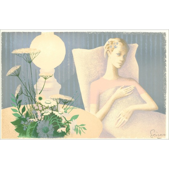 SCIORA Daniel - Litografia originale "Femme aux myos" 34x52cm - 1974