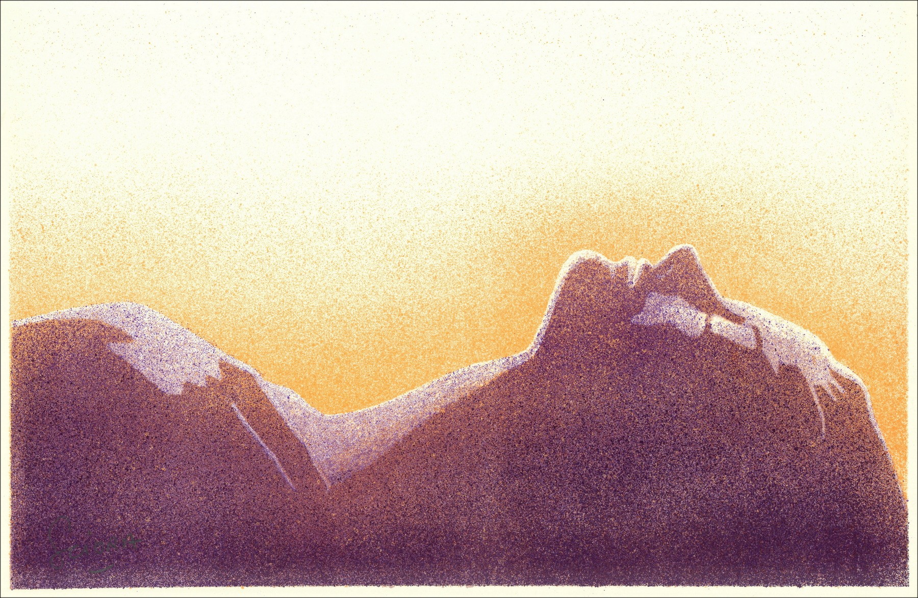 SCIORA Daniel - Lithographie originale Sommeil éternel" 34x52cm - 1974