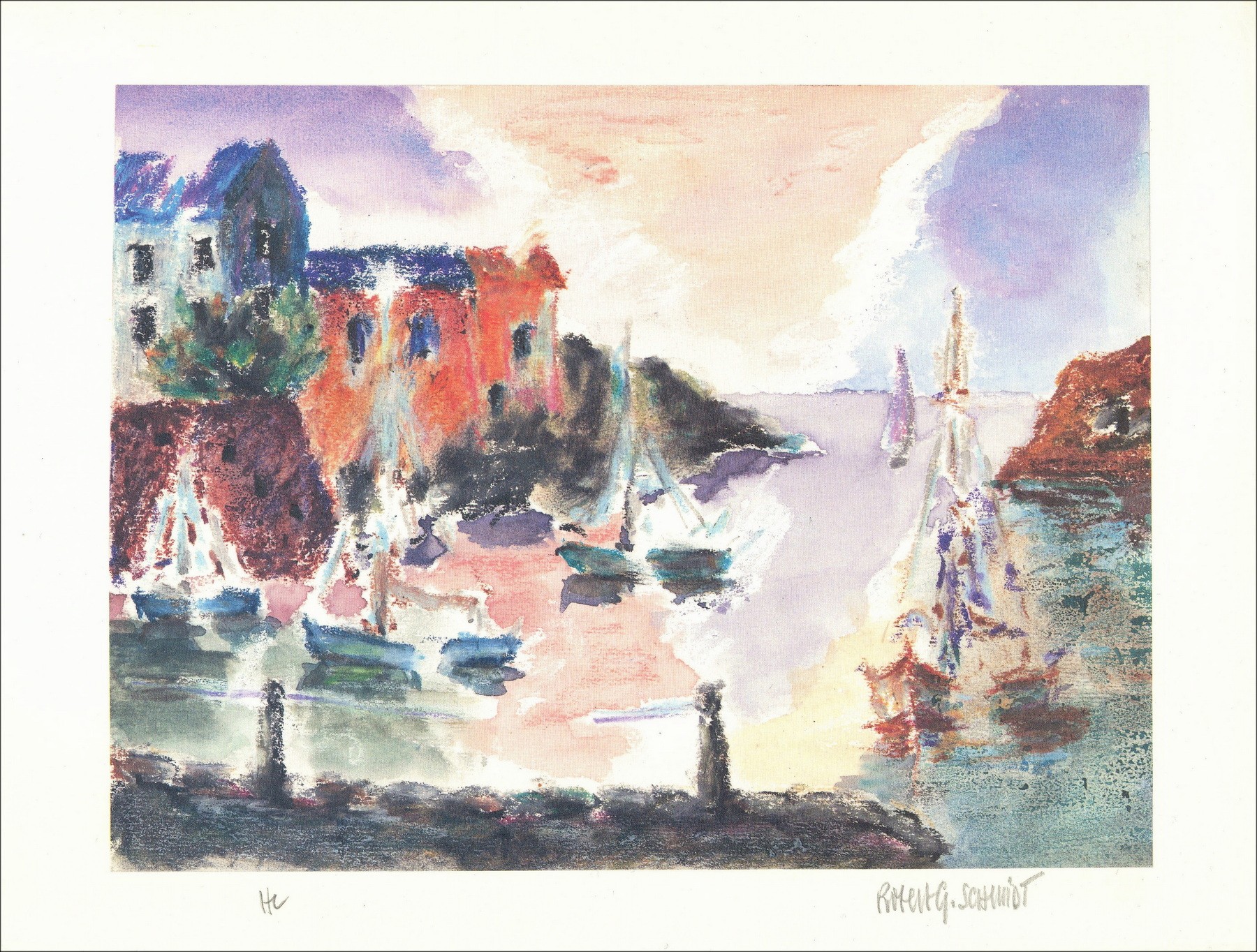 ROBERT G SCHMIDT- Lithograph "The port" 24x31cm