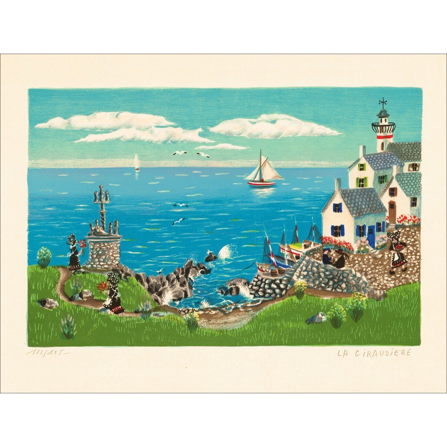 La Giraudiere Mady de - "Küsten" Original-Lithographie