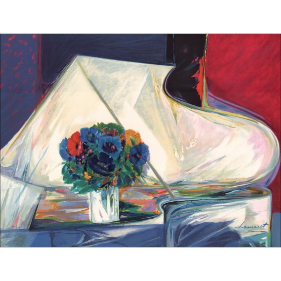 Buy Bouquet und Klavier Claude Hemeret Original-Lithographie 