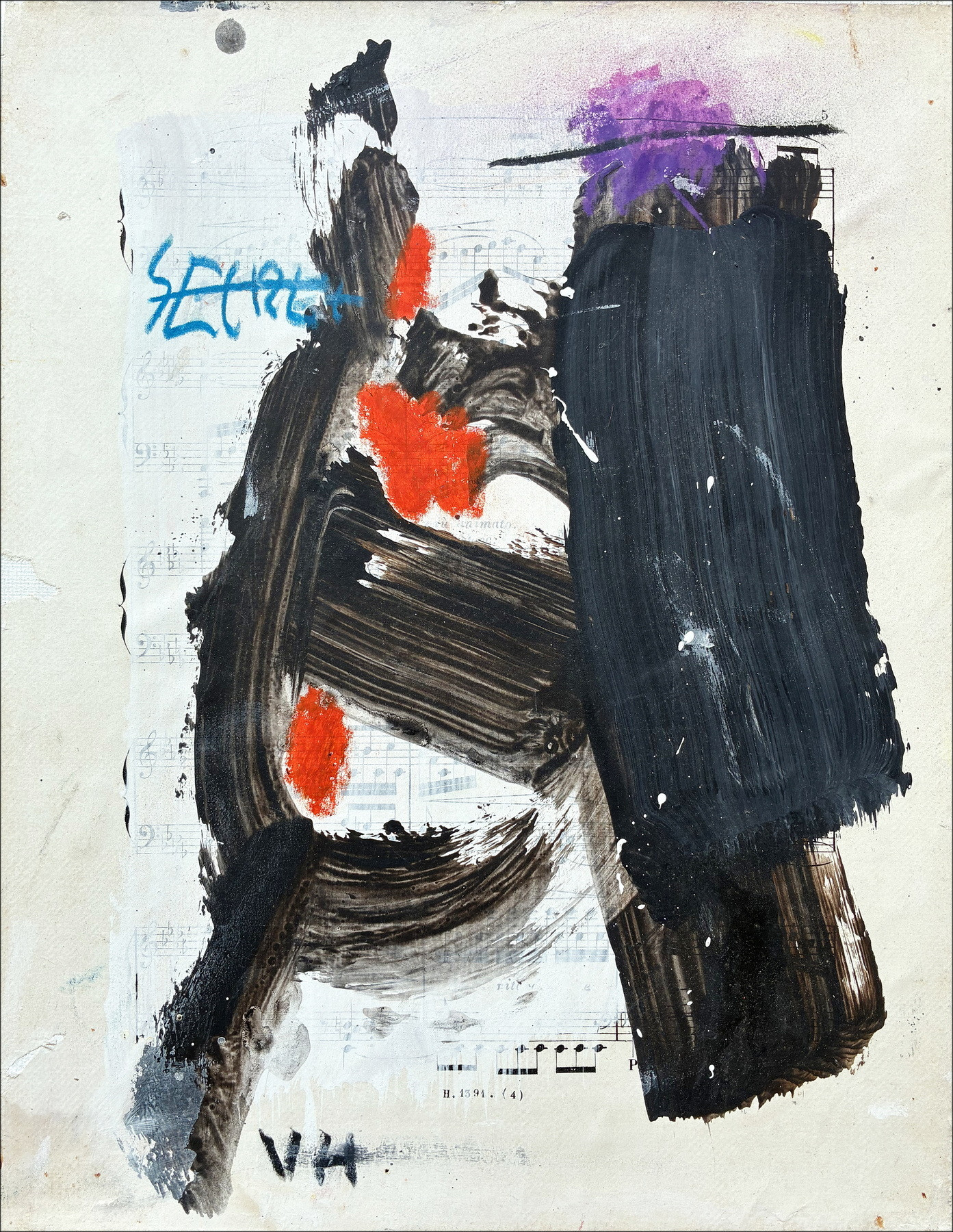 Victor Hasch - abstracte compositie - 5, origineel schilderij