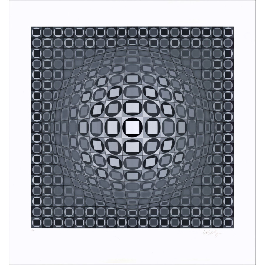 Victor Vasarely - Impresión original de la pantalla "Gewa" firmó y numeró a lápiz 