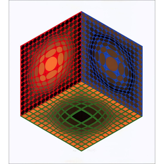 Victor VASARELY - Originele serigrafie "Tupa" getekend en genummerd met potlood 