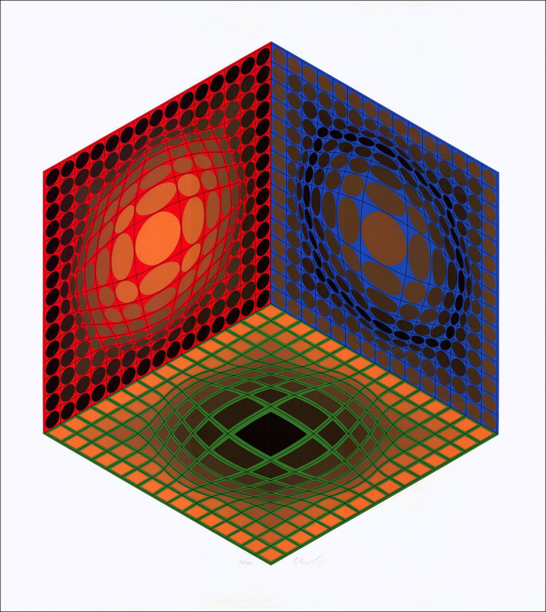 Victor VASARELY - Serigrafia Originale "Tupa" firmata e numerata a matita
