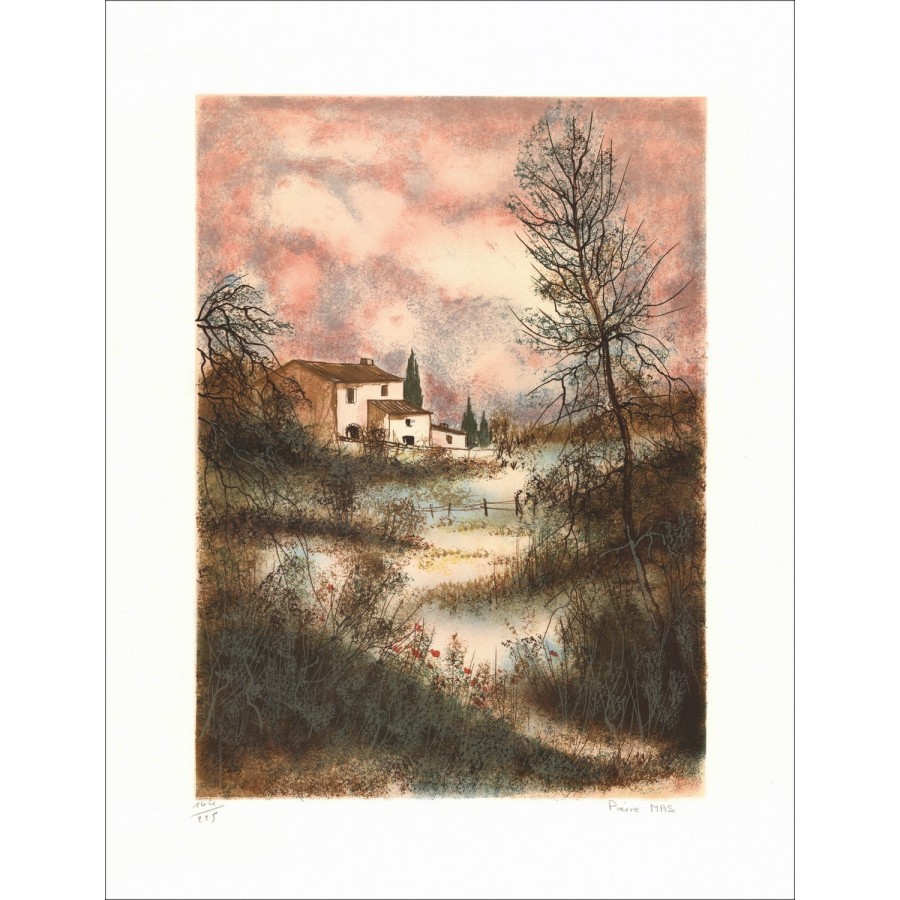 Pierre Mas - Original-Lithographie "Landhaus 03" 75x54cm