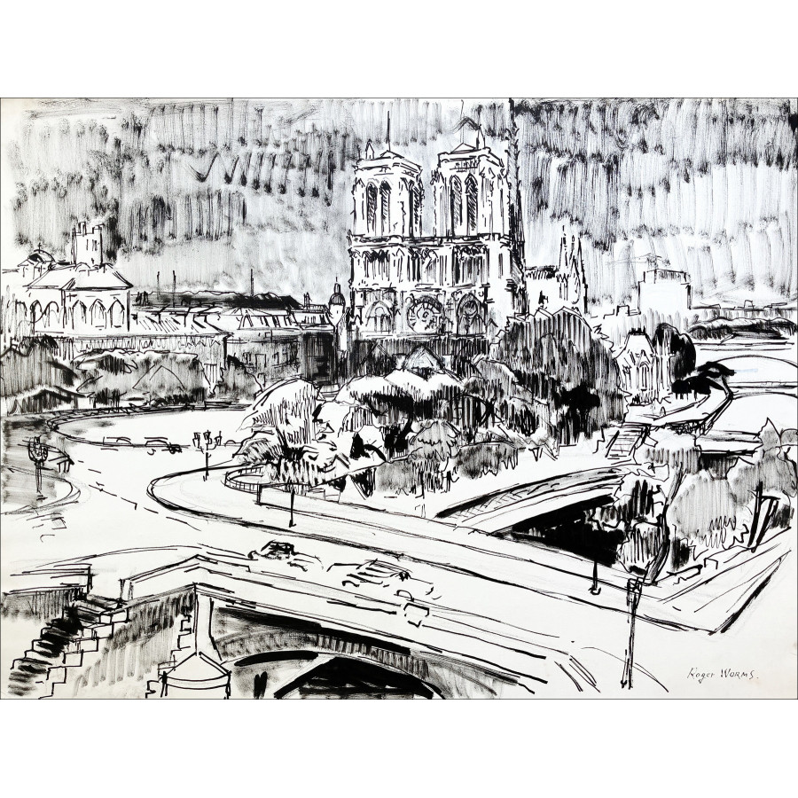 Roger WORMS – Notre Dame de Paris Dessin Original
