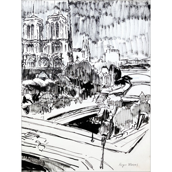 Roger WORMS – Notre Dame de Paris Dessin Original