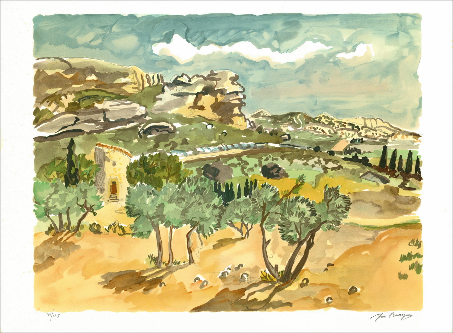 Yves BRAYER – Paisaje de Provenza, La aldea