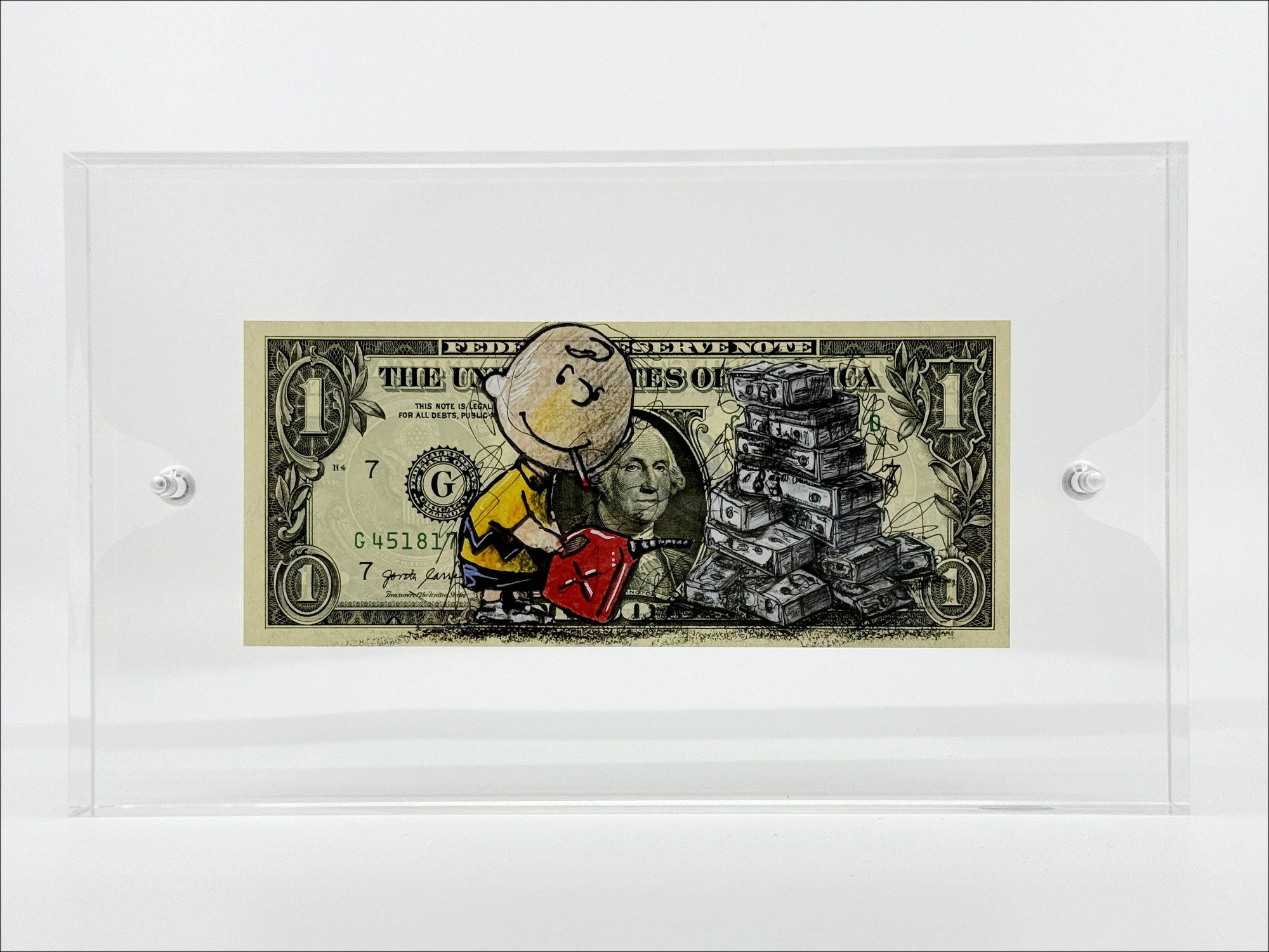 PAZBLANDINA: Charlie Brown, originele tekening op dollar, 2024