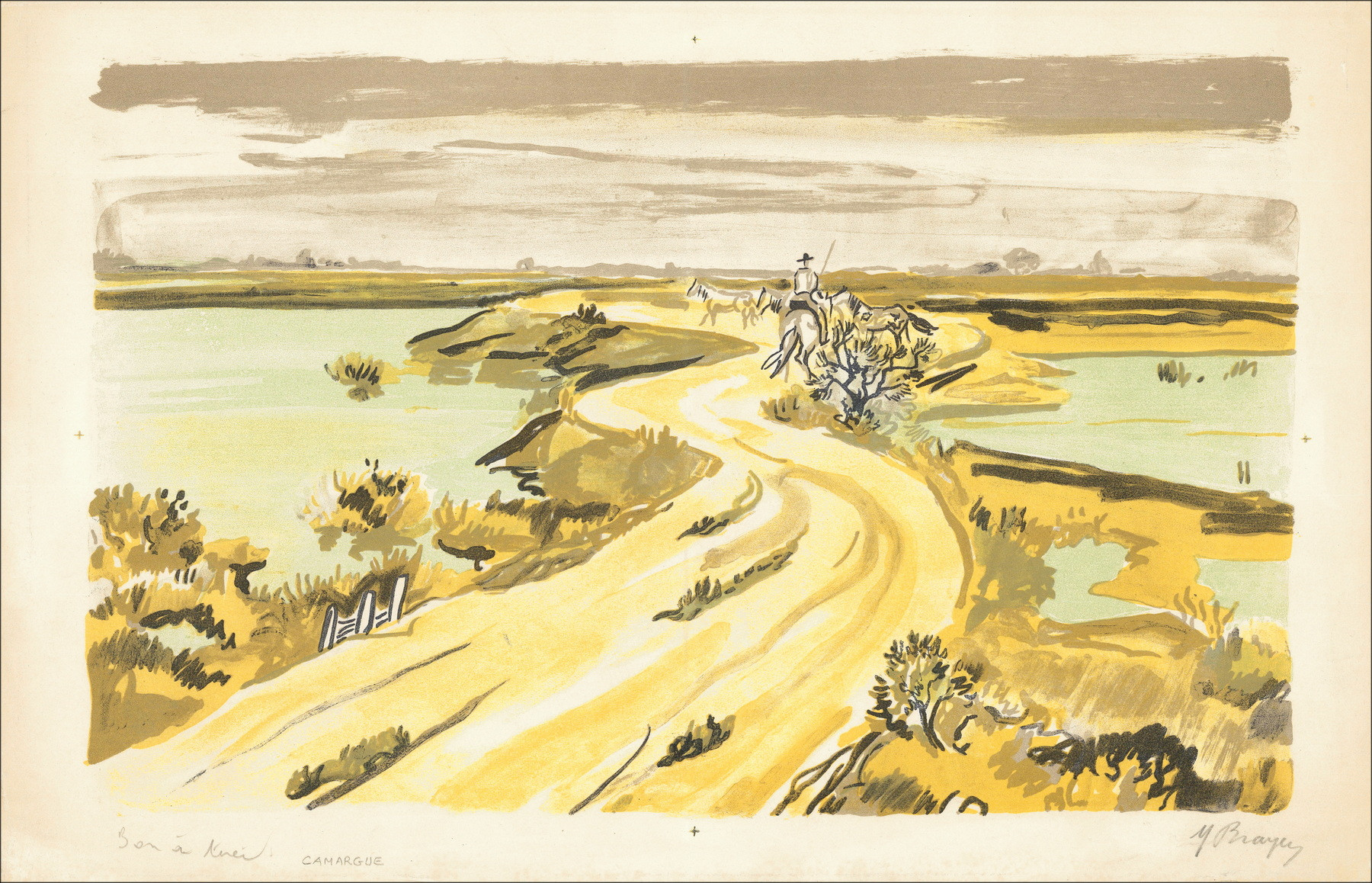 Yves Brayer Cam Camargue, lithographie firmata
