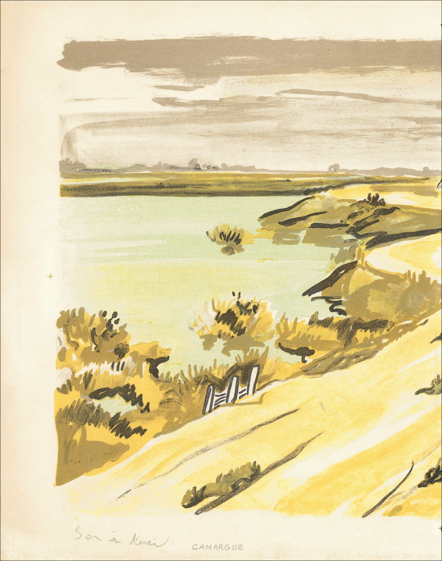 Yves Brayer Cam Camargue, lithographie firmata