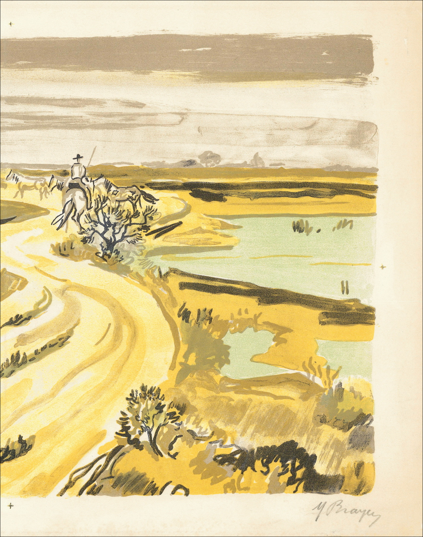 Yves Brayer - Camargue, signierte Lithographie