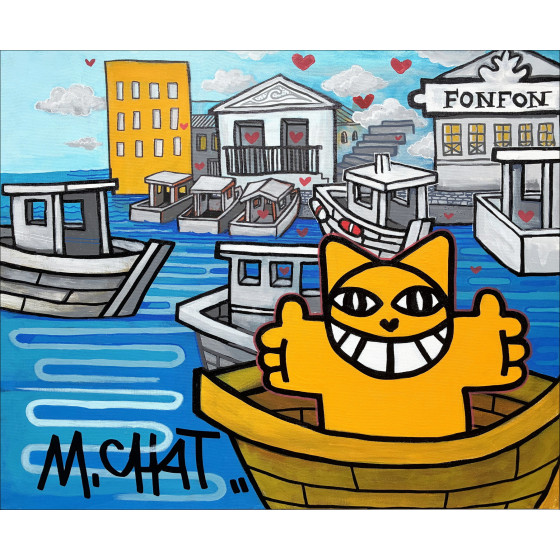 M.Chat - ingebed in Marseille, origineel schilderij 2025
