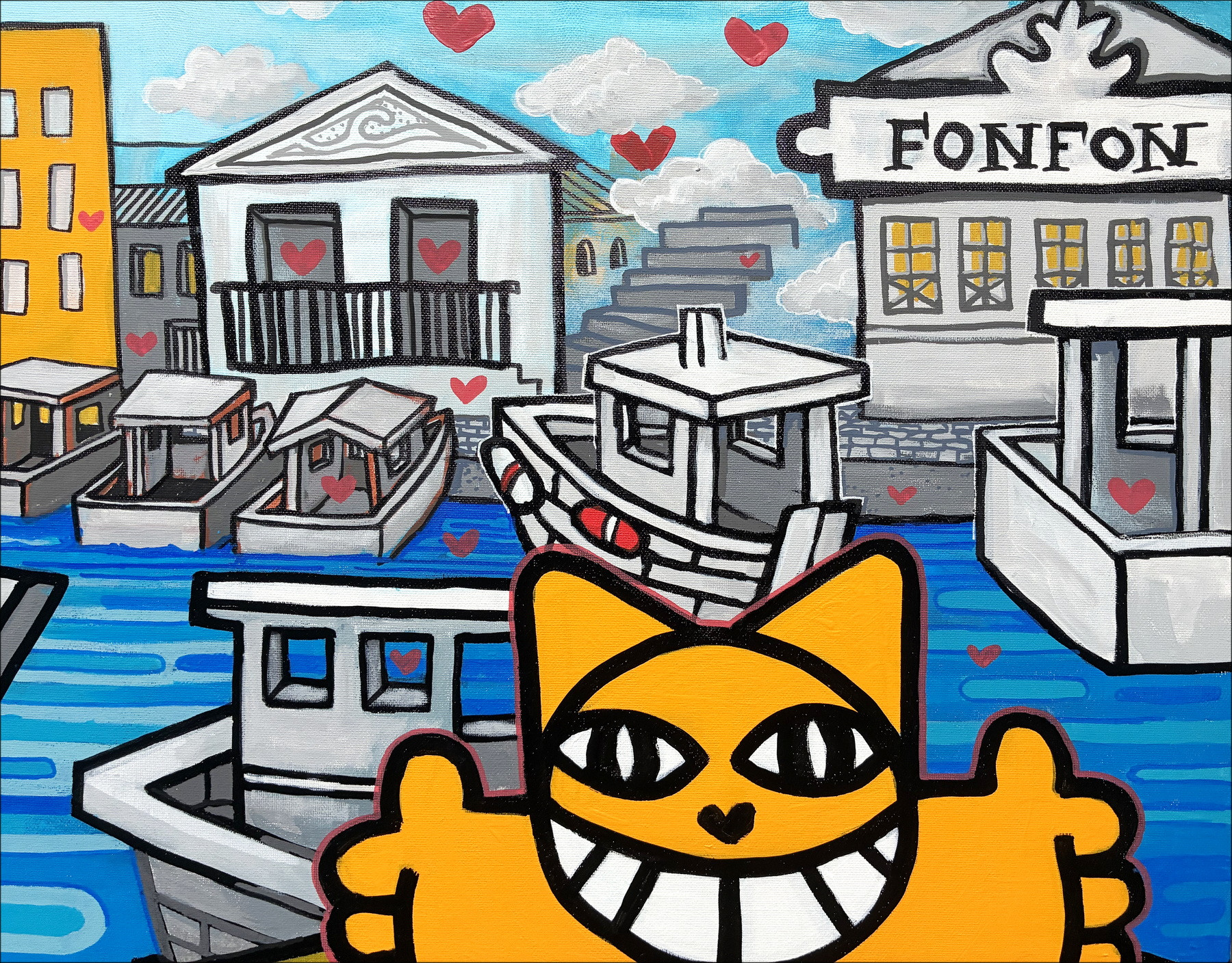 M.Chat - ingebed in Marseille, origineel schilderij 2025