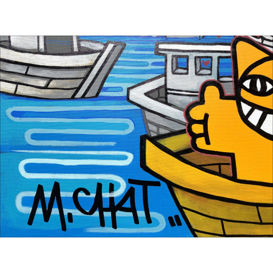 M.Chat - ingebed in Marseille, origineel schilderij 2025