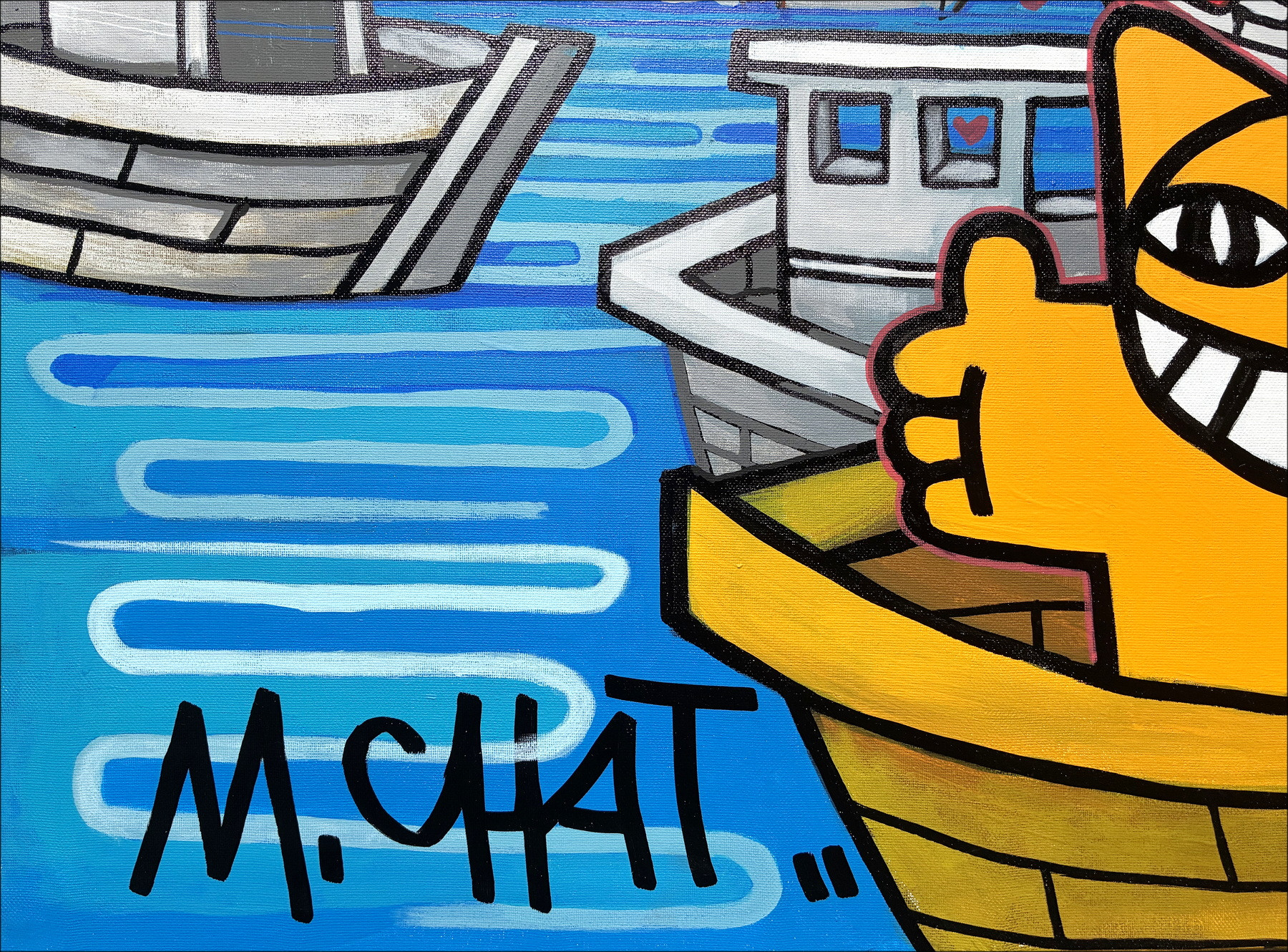 M.Chat - ingebed in Marseille, origineel schilderij 2025