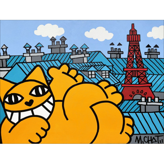 M.Chat - Classic Paris Siesta, Original Painting 2025