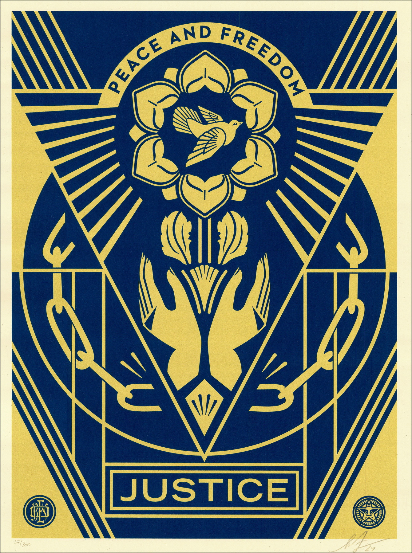 Shepard Fasey - Peace and Freedom, Signed and certified screenprint