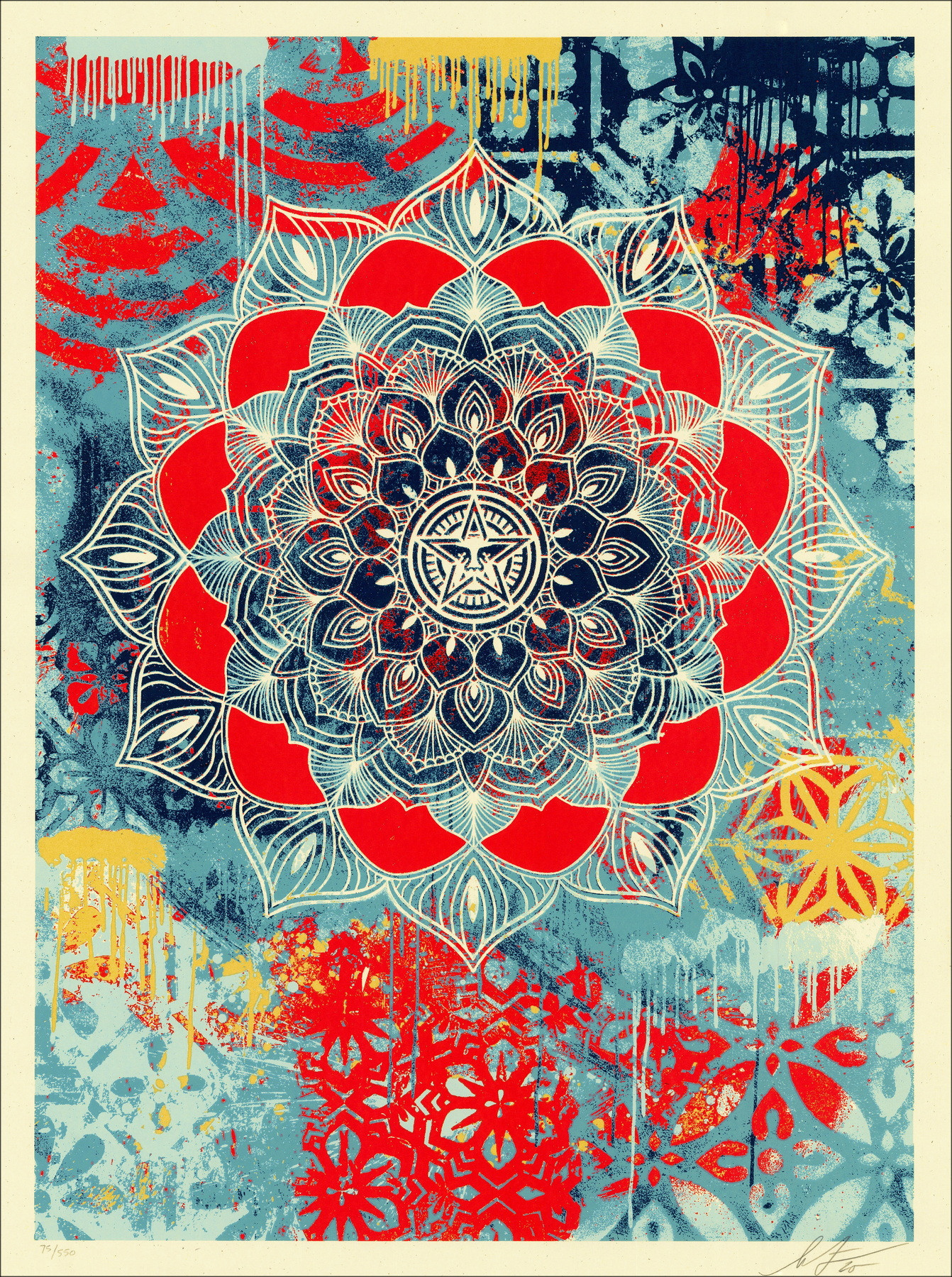Shepard Fairey - Chaos Mandala, signiertem Original-Siebdruck (2025)