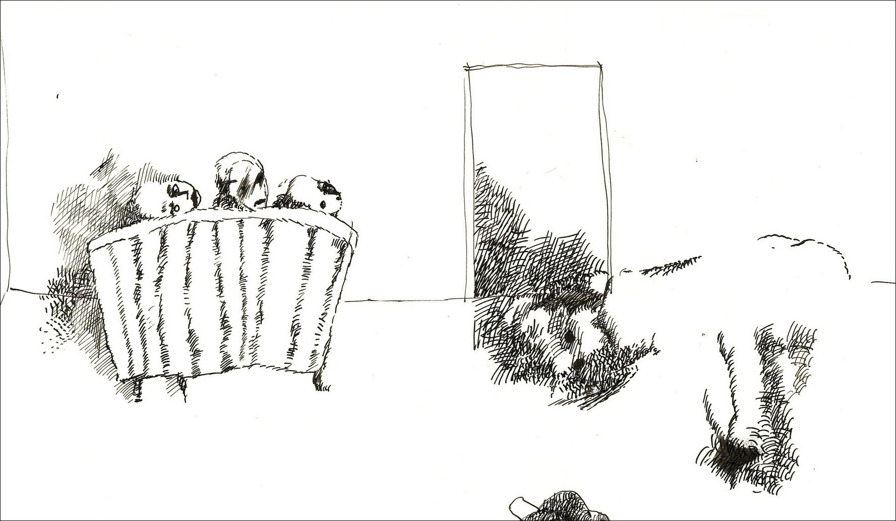Jean Rustin – The couple, original ink drawing - 1975