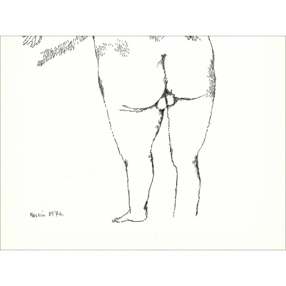 Jean Rustin – Homme nu debout, dessin original à l'encre 1974