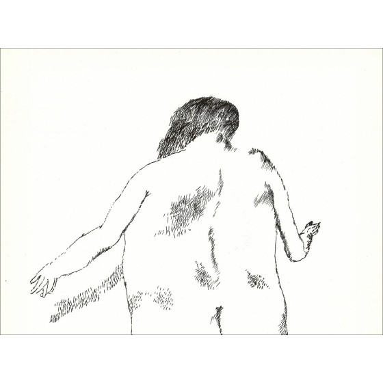 Jean Rustin – Homme nu debout, dessin original à l'encre 1974