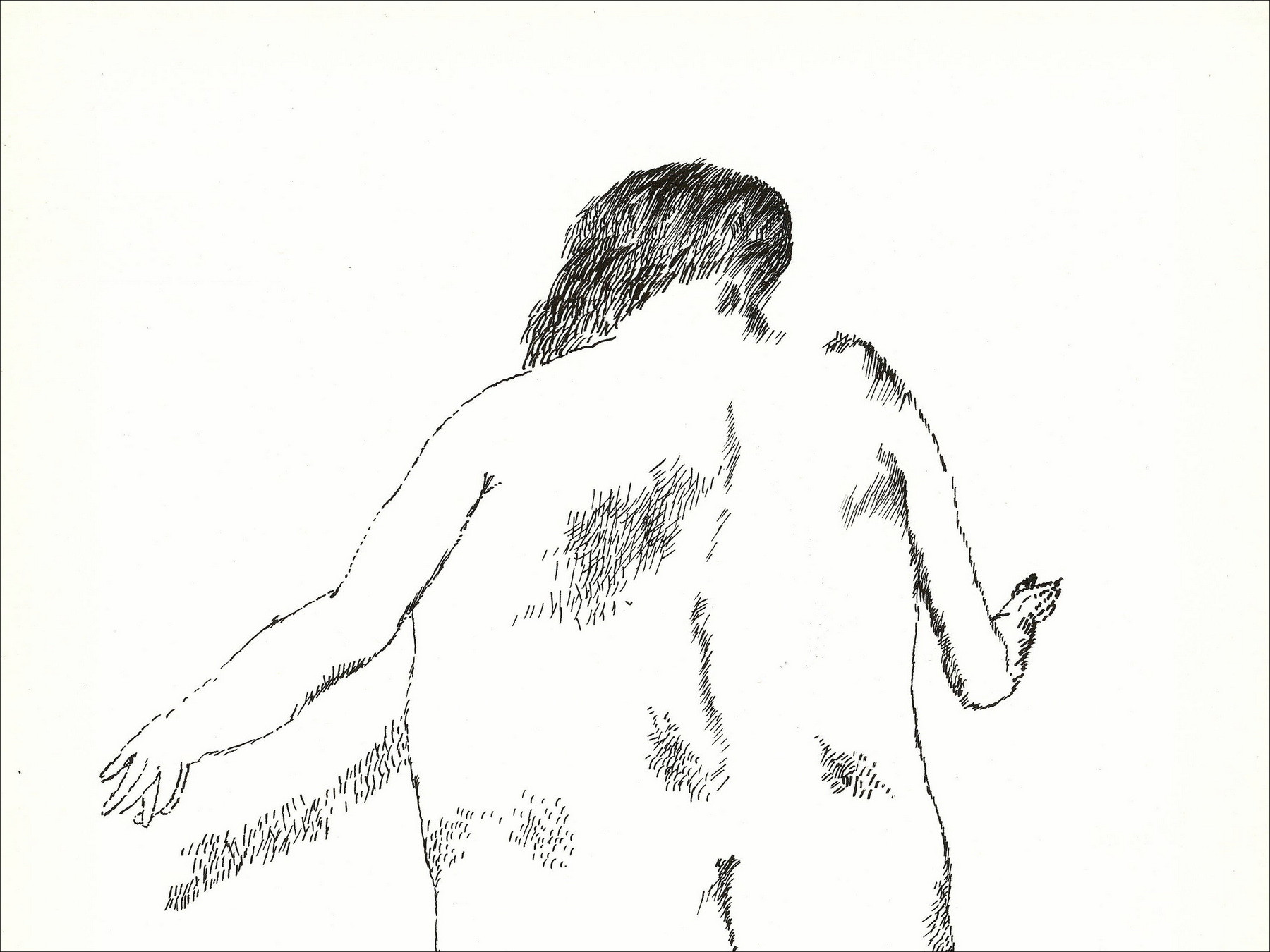 Jean Rustin – Homme nu debout, dessin original à l'encre 1974