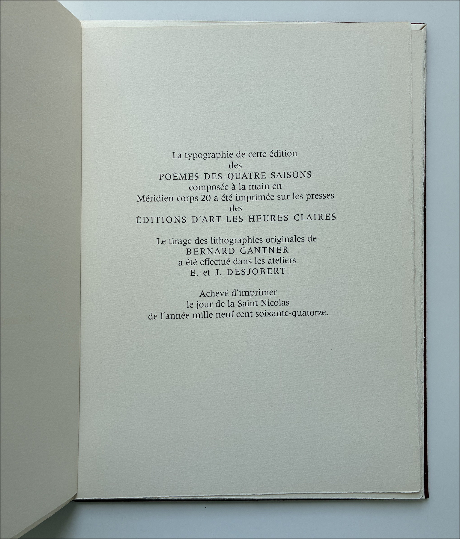 GANTNER Bernard - Arbeit "Four Seasons Poems" - 1974