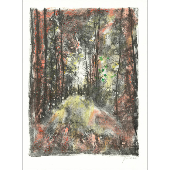 Bernard Gantner - het bos in de herfst II, lithografie 1967